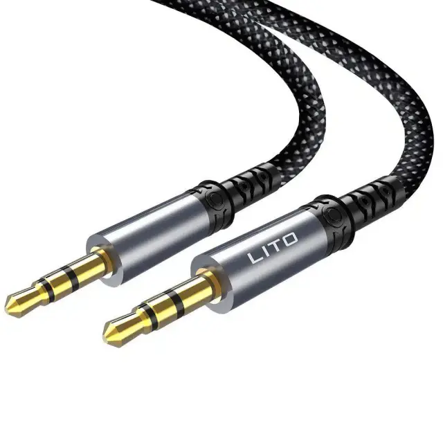 Lito® LA01 Nylon-Braided Audio Cable Jack to Jack 3.5mm 1m- Black