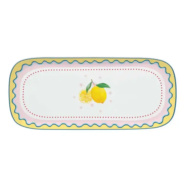 Easy Life Πιατέλα Παραλληλόγραμμη Πορσελάνης Fruit Mania 40x17.5cm Πολύχρωμο