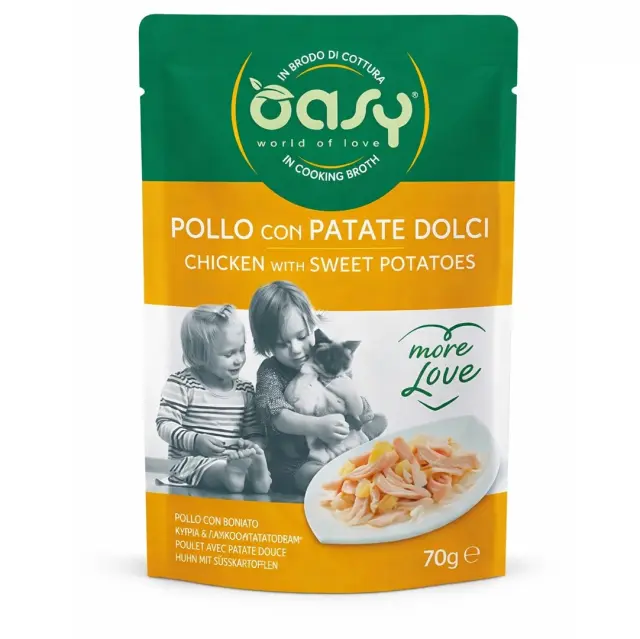 Oasy Cat More Love Φακελάκι Κοτόπουλο και Γλυκοπατάτα 70gr Μονόχρωμο
