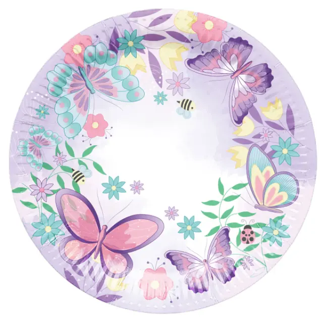 Πιάτα χαρτ. φαγητού 25.8εκ Πεταλούδες /8 τεμ Garden Flutter