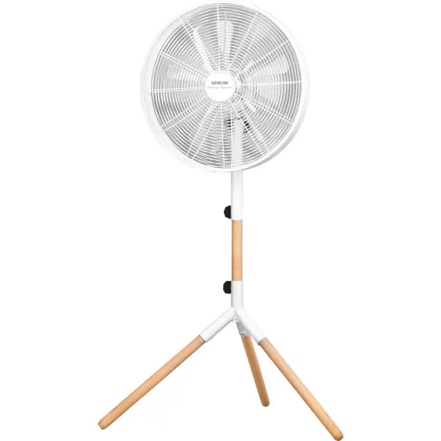 Ανεμιστήρας Δαπέδου Sencor SFN 4080WH 50W 3 Ταχυτήτων Διαμέτρου 40cm Μεταλλικό Σώμα με Φυσικό Ξύλο