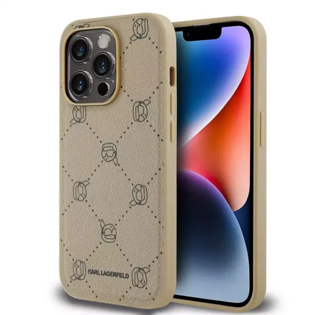 Karl Lagerfeld® Karl Head Pattern Magsafe Θήκη για iPhone 14 Pro Max-Beige
