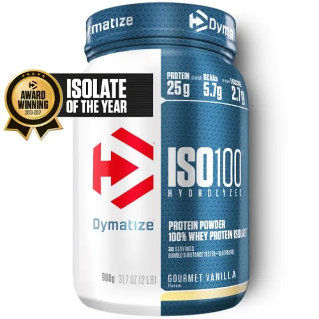 Dymatize ISO 100 Hydrolyzed Πρωτεΐνη Ορού Γάλακτος Χωρίς Γλουτένη με Γεύση Gourmet Vanilla 932gr