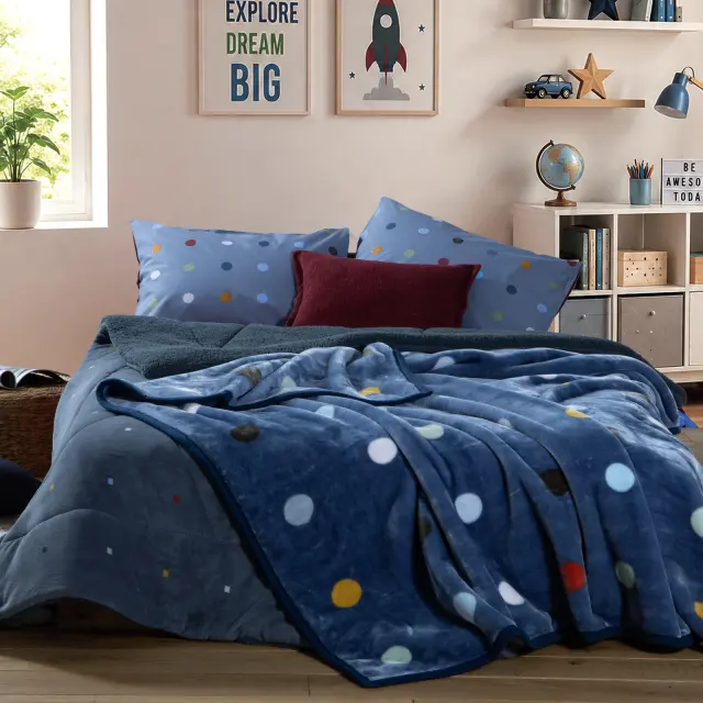Κουβέρτα Παιδική Dots Blue 160x220 Nef Nef Homeware, 100% ΠΟΛΥΕΣΤΕΡΑΣ - BLUE (040931) 2