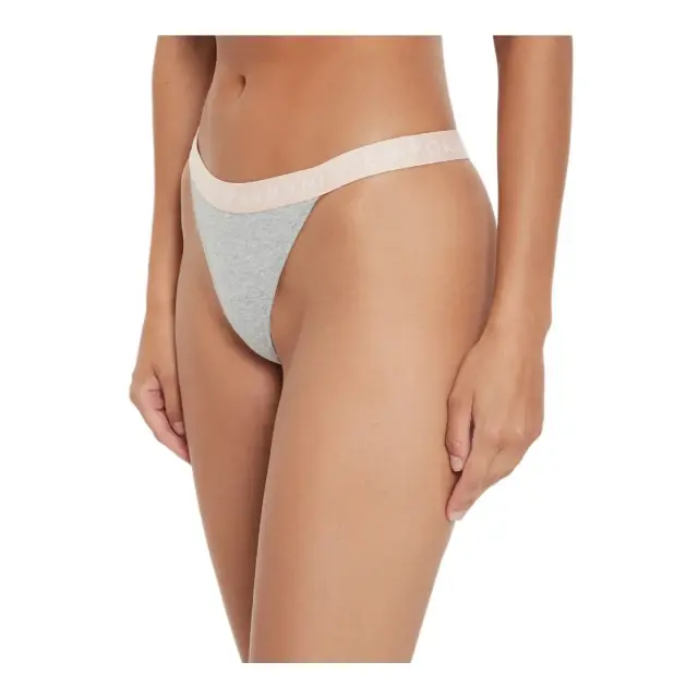 Emporio Armani Γυναικείο String Logoband Thong - Διπλό Πακέτο, Χρώμα Ανοιχτό Γκρι 2