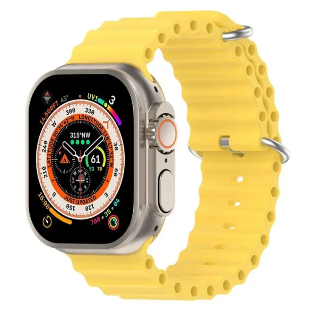 OceanWave Version Λουράκι Σιλικόνης για Apple Watch 44/45/46/49mm - Κίτρινο OEM