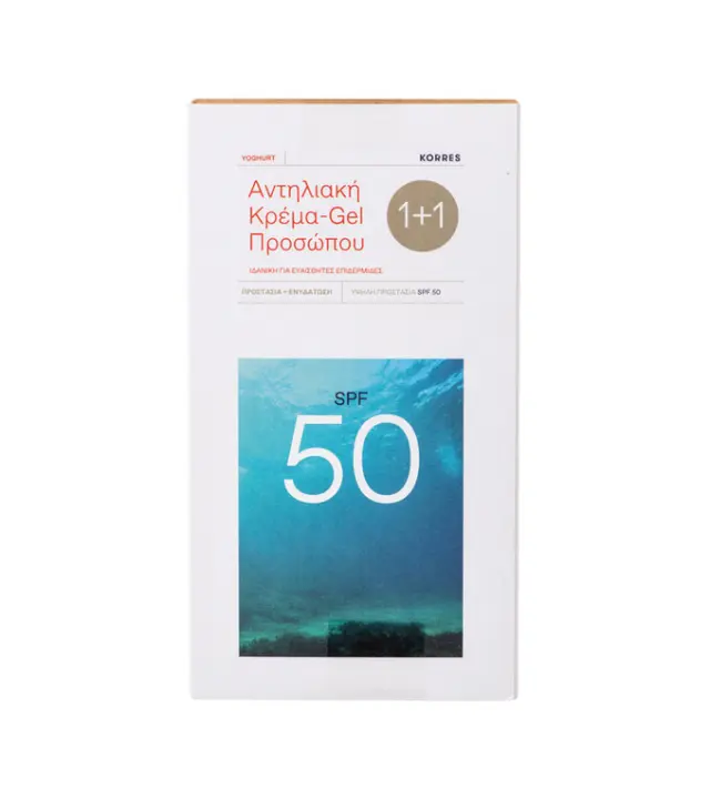 Korres Set Yoghurt Sunscreen Face Cream SPF50 For Sensitive Skin Αντηλιακή Κρέμα Gel Προσώπου 40ml 1+1 Δώρο 2