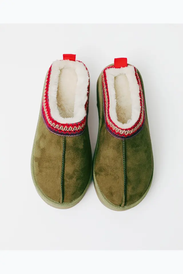Admas Γυναικείες Παντόφλες Camel Fur Χακί Με Χρωματιστές Λεπτομέρειες - 36-37