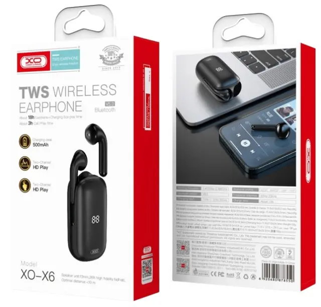 XO X6 TWS Bluetooth Μαύρο 16.003.0049 2