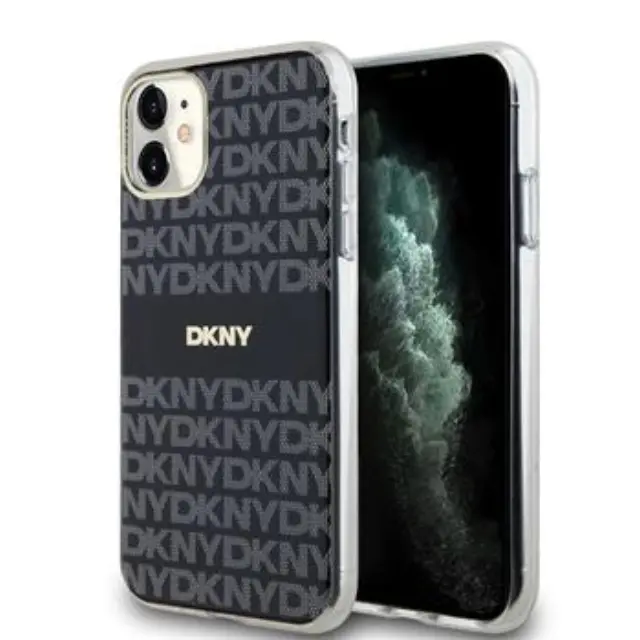 DKNY PC/TPU Repeat Pattern Tonal Stripe Magsafe Case for iPhone 11 Black