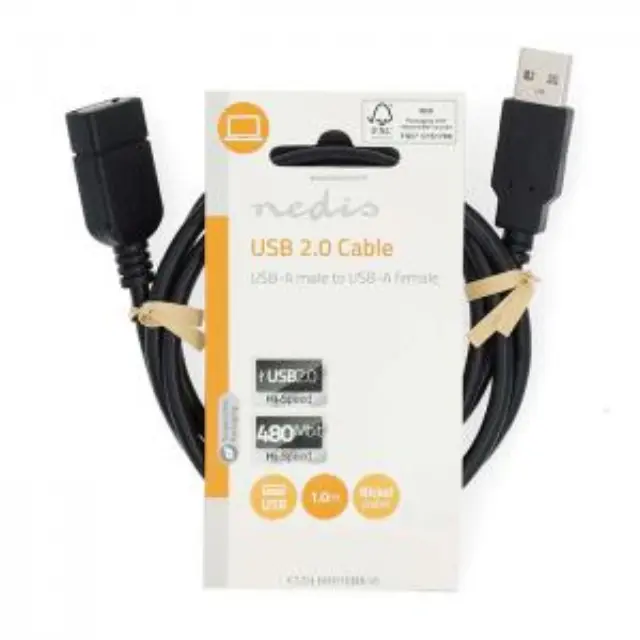 Καλώδιο USB High-Speed Α αρσ. - USB A θηλ., 1.00m. 3