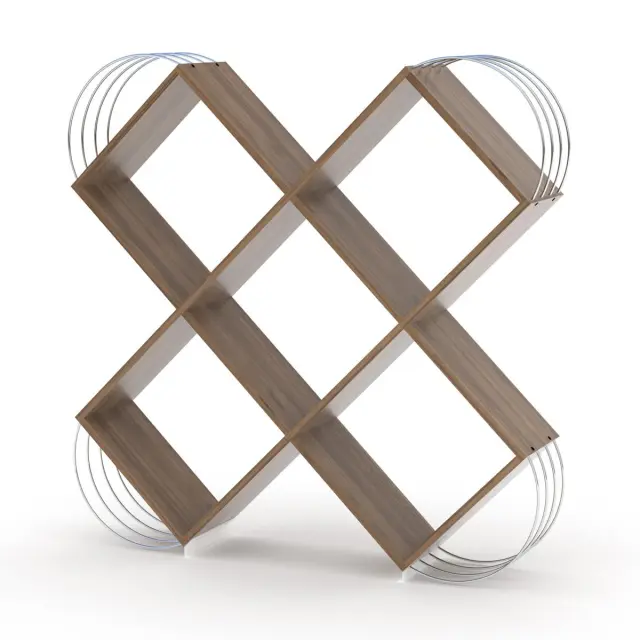 Βιβλιοθήκη CASE Καρυδί/Χρώμιο 120x25x120cm 3
