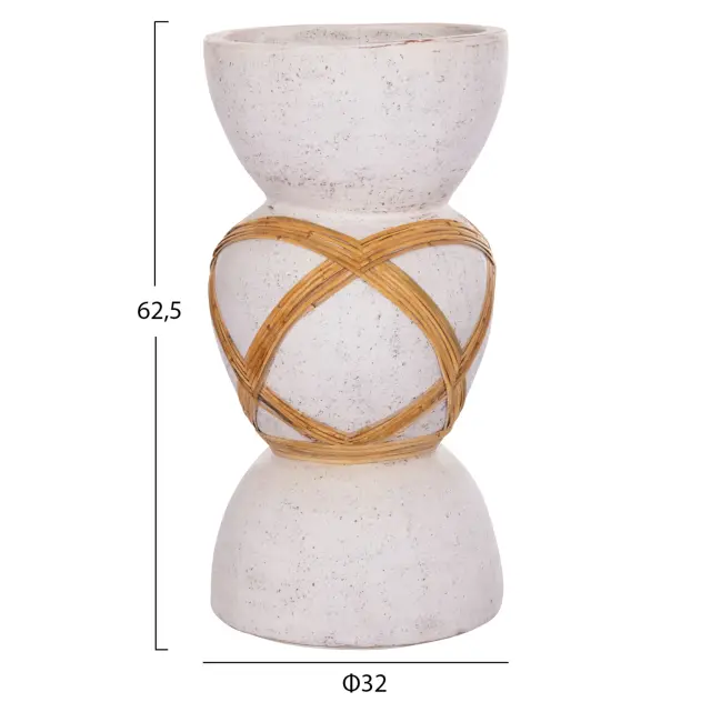 ΔΙΑΚΟΣΜΗΤΙΚΟ ΒΑΖΟ ΔΑΠΕΔΟΥ FB94672.02L TERRACOTTA ΛΕΥΚΟ--RATTAN Φ32x62.5Υεκ. 2