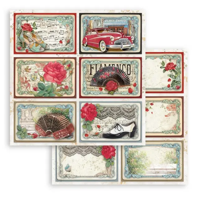Χαρτί scrapbooking διπλής όψης 30x30cm Stamperia, Desire, 6 cards