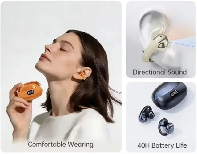 Ασύρματα ακουστικά Bluetooth Open-Ear με θήκη φόρτισης - KMS-E07 - 260076 - Orange 2