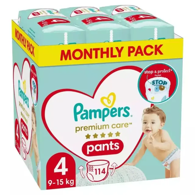 Pampers Πανες Premium Care Pants Monthly Pack (114τεμ) Νo4 (9-15kg)