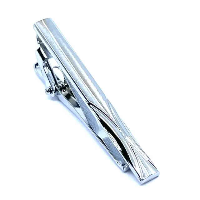 Σχεδιαστικό Ασημί Κλιπ Γραβάτας 5 cm – LGTC-T5/22 3