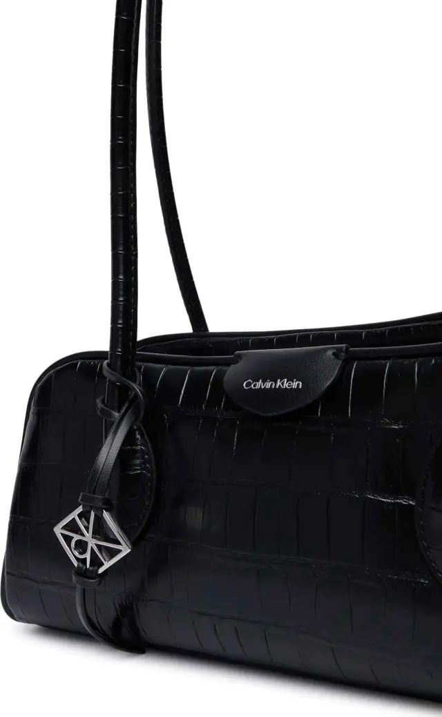 Calvin Klein Γυναικεία Μικρή Τσάντα Ώμου Emblem Trio Croco Shoulder Bag Μαύρο 2