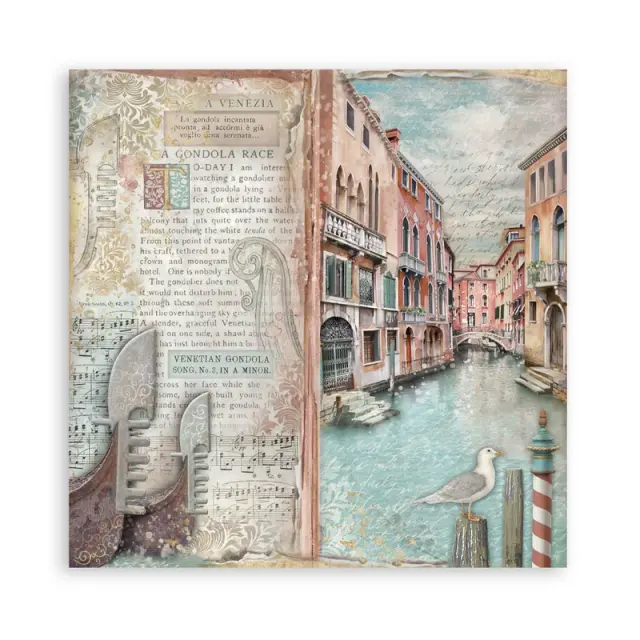 Χαρτιά scrapbooking 22τεμ μονής όψης, 20.3×20.3cm Stamperia, Venice City of Art 2