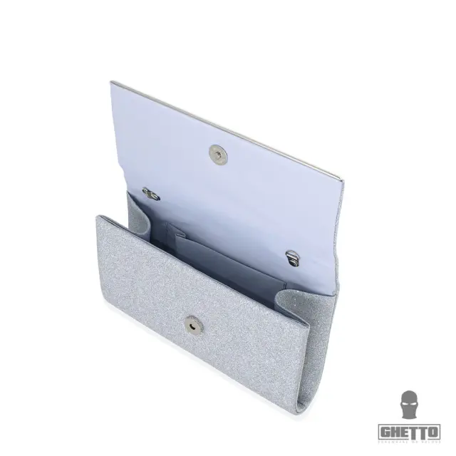 Ghetto Silver Glitter Evening Clutch | Elegant Chain Shoulder Bag 3