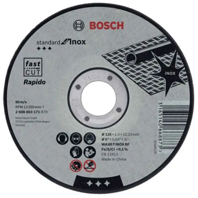 Δίσκος Κοπής Επίπεδος BOSCH STANDARD FOR INOX RAPIDO 125x1mm