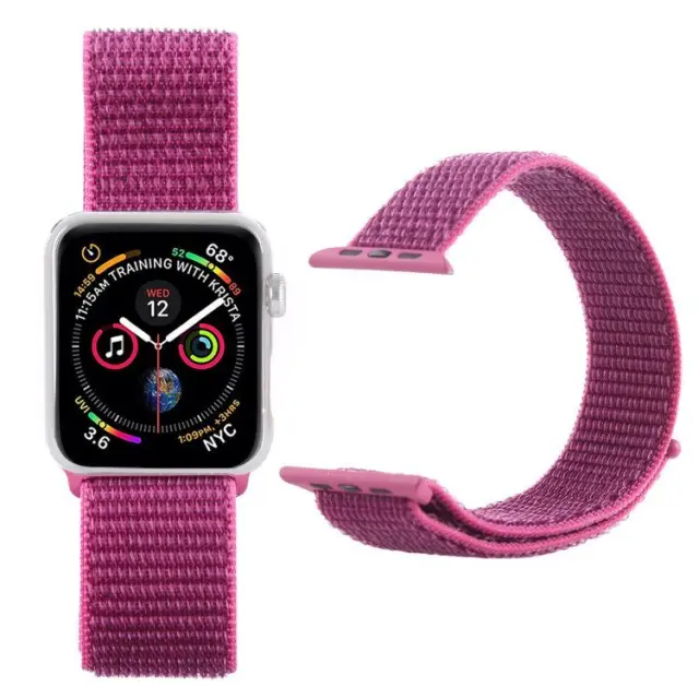 Nylon Velcro Strap Υφασμάτινο Λουράκι Για Apple Watch για 44/45/46/49mm - Red Purple OEM