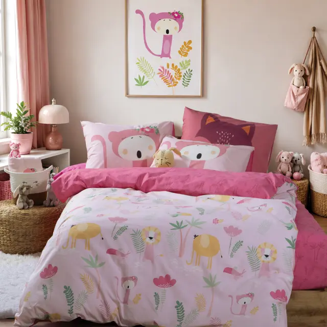 Σετ Σεντόνια Παιδικά Μονά με Λάστιχο Wild & Sweet 170x260 Nef Nef Homeware, 100% BAMBAKI - PINK (040899) 2