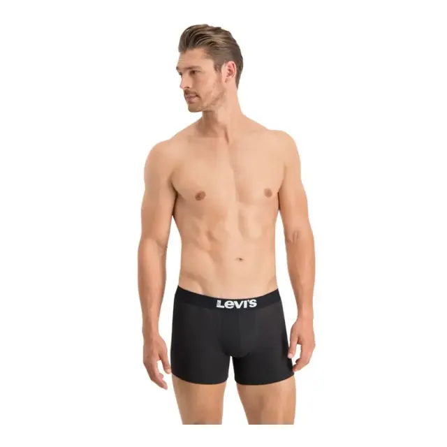 Levi's Ανδρικό Boxer Solid Basic Organic Cotton - Εξάδα, Χρώμα Μαύρο 2