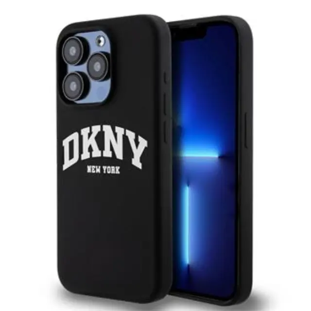 DKNY Liquid Silicone Arch Logo MagSafe Case for iPhone 15 Pro Black