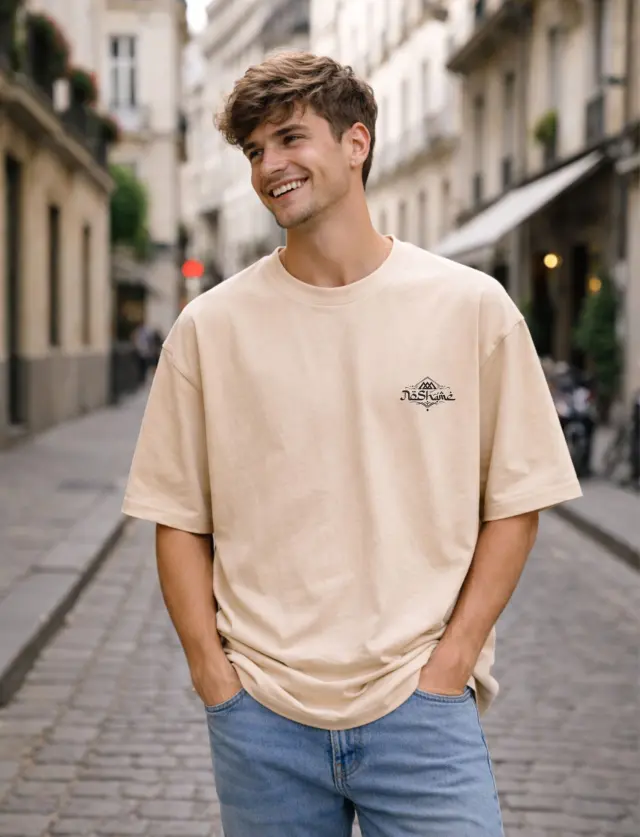 T-shirt Noshame® Oversized Μπεζ με τύπωμα - 142606 - XXL 2