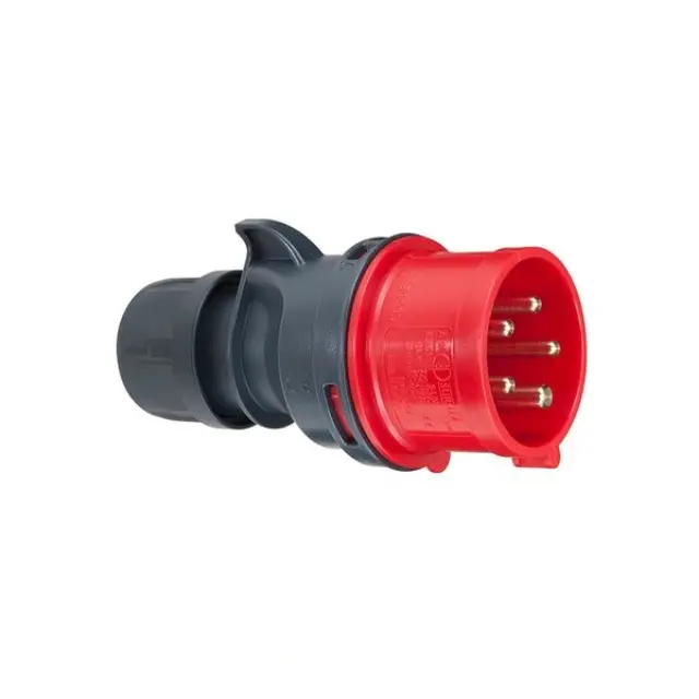 CEE plug, IP44, 32A, 5-pole, 400V, 6h, red