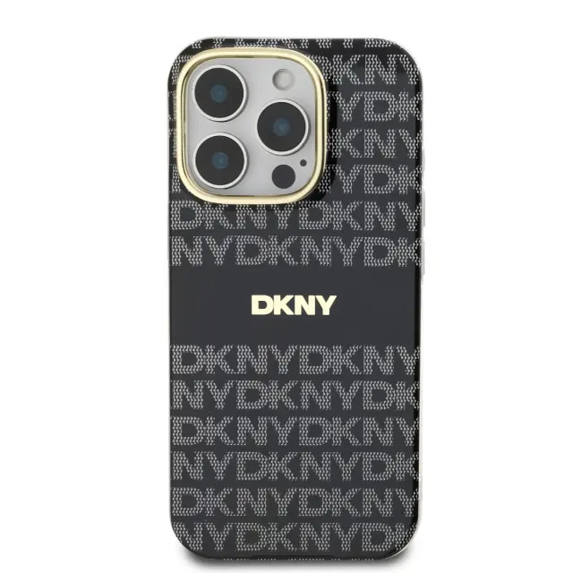 DKNY PC/TPU Repeat Pattern Tonal Stripe Magsafe Case for iPhone 16 Pro Max Black 2