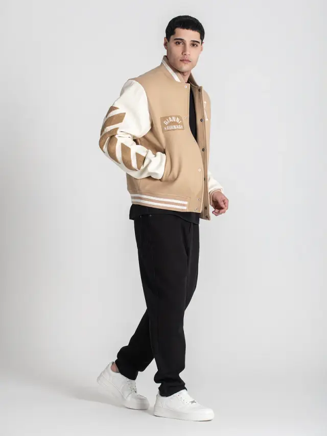 Gianni Kavanagh Ανδρικό VARSITY Bomber Μπουφάν – Beige - S 3