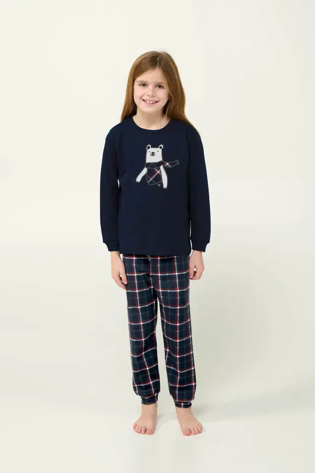 Χειμερινή Παιδική Πυτζάμα Unisex Βαμβακερή Vamp 23687 BLUE