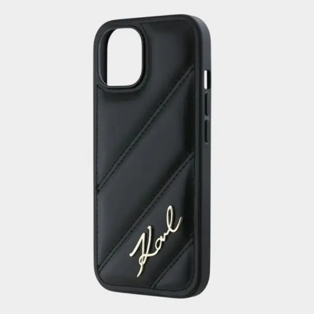 Θήκη Για iPhone 14/15/13 6.1" Karl Lagerfeld Diagonal Quilted Script KLHCP14SPQDSMGK Μαύρο - ONESIZE 3