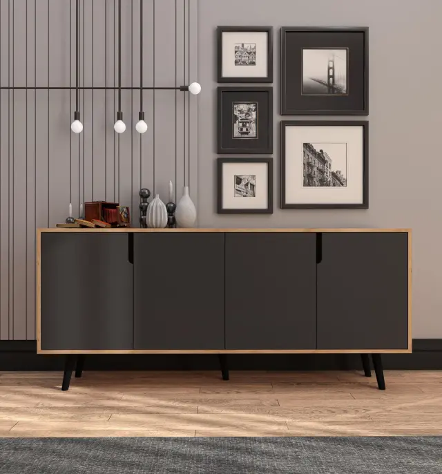 Κονσόλα FLEFLER Sapphire Δρυς / Ανθρακί 180x45x80 3