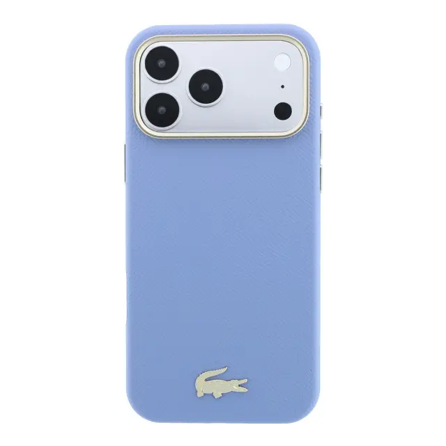 Lacoste PU Leather Champs Elysees Gold Logo MagSafe Case for iPhone 18 Pro Max Blue 3