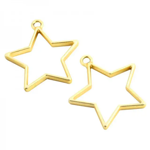 Μεταλλικό Κρεμαστό Open Back - Star - 35x32.8x3.5mm - Golden - 4τεμ