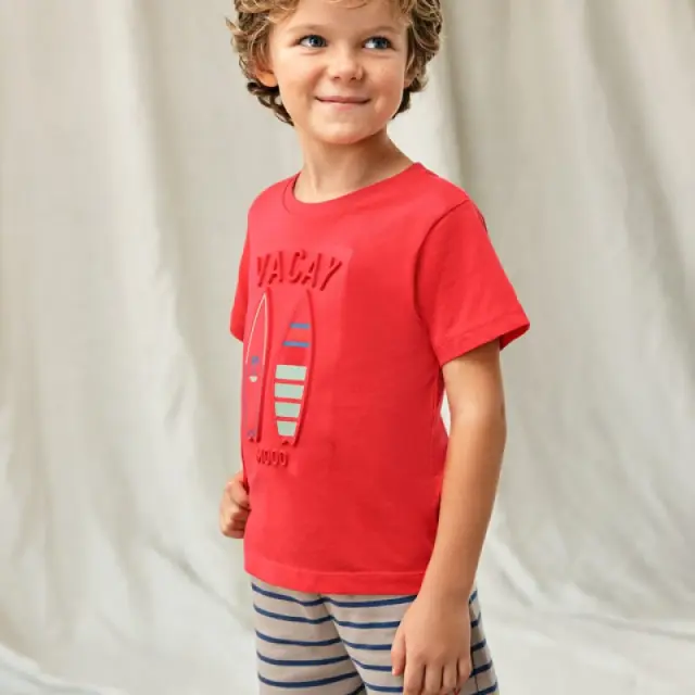 Mini 2 έως 10 ετών Σετ 2 τεμαχίων ρίγες Better Cotton καρπούζι - 7Ε