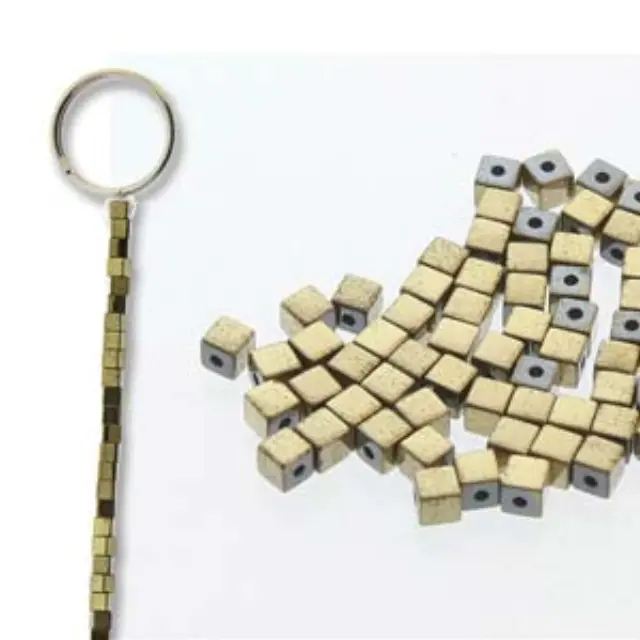 Χάντρα Αιματίτης Light Gold - Cube 1x1mm ~150τεμ