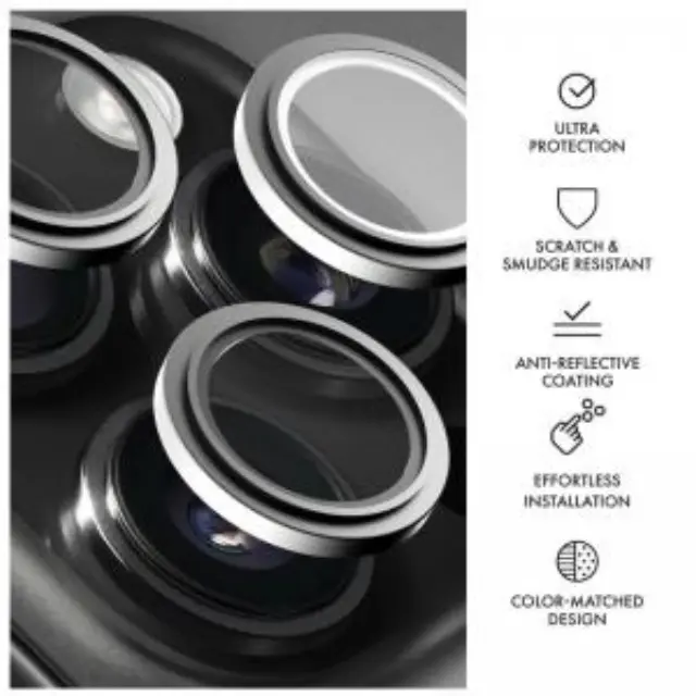 Tempered Glass Rings Hammer Glass για Τζαμάκι Κάμερας Apple iPhone 16 Pro/ 16 Pro Max Ασημί N70134 3