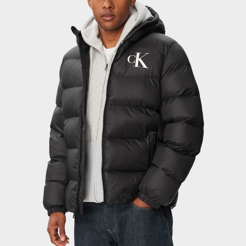 Calvin Klein - Ανδρικό Μπουφάν Ls Ltwt Nylon Padded Hooded Puff LV04RG513G-UB1 Μαύρο - 3XL