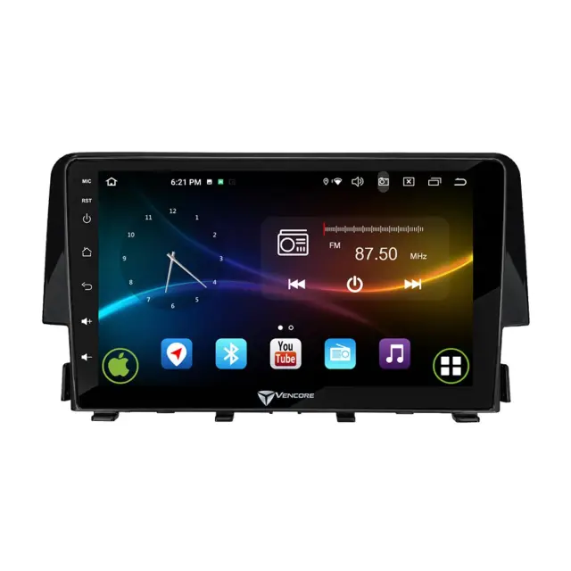 VenCore Οθόνη Multimedia Android 15 9" 9109A MTK6762 Octa-Core 2GB/32GB IPS με Πρόσοψη, CarPlay, Android Auto και Υποστήριξη Κάμερας Οπισθοπορείας AHD για Honda Civic 2016-2026 – Μαύρη (3236-10007-0058B) 2