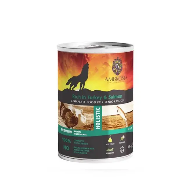Ambrosia Κονσέρβα Σκύλου Senior Light Sterilized Turkey & Salmon with Pears 395gr Μονόχρωμο
