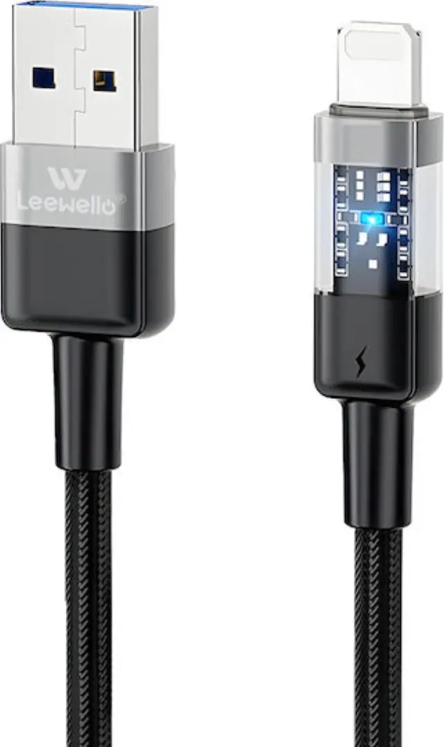 LW-228-2 2.4A Usb To Lightning ΚΑΛΩΔΙΟ 1M ΜΑΥΡΟ Leewello 2