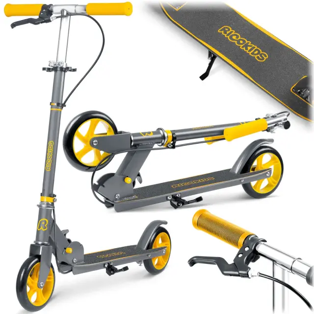 Ricokids Παιδικό Πατίνι Αναδιπλούμενο Δίτροχο Γκρι-Κίτρινο