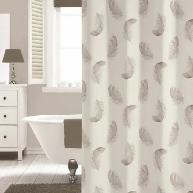 Υφασμάτινη Κουρτίνα μπάνιου (180 X 200) sealskin Plumes Taupe