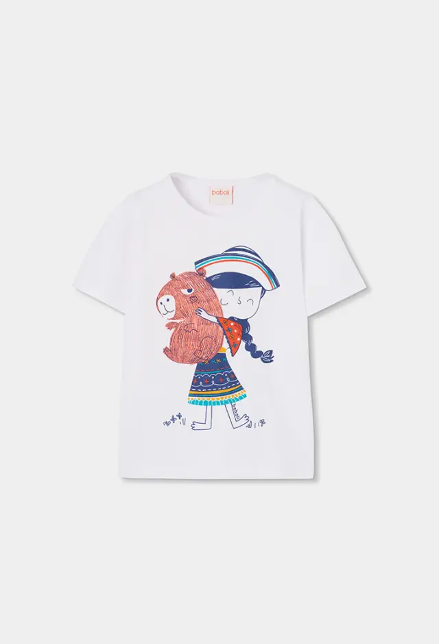 Boboli Knit t-shirt με τύπωμα για κορίτσι 493028-1100