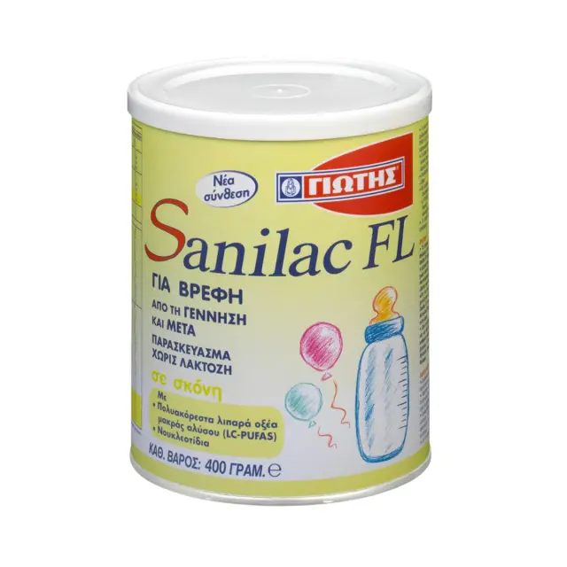 Sanilac FL Γάλα για Βρέφη από την Γέννηση, Χωρίς Προσθήκη Λακτόζης 400gr