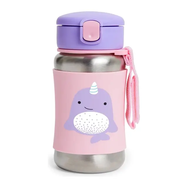 Skip Hop Zoo Ανοξείδωτο Παγούρι με Καλαμάκι 350ml Narwhal Pink